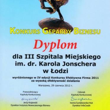 Dyplom - Konkursu Gepardy Biznesu 2012
